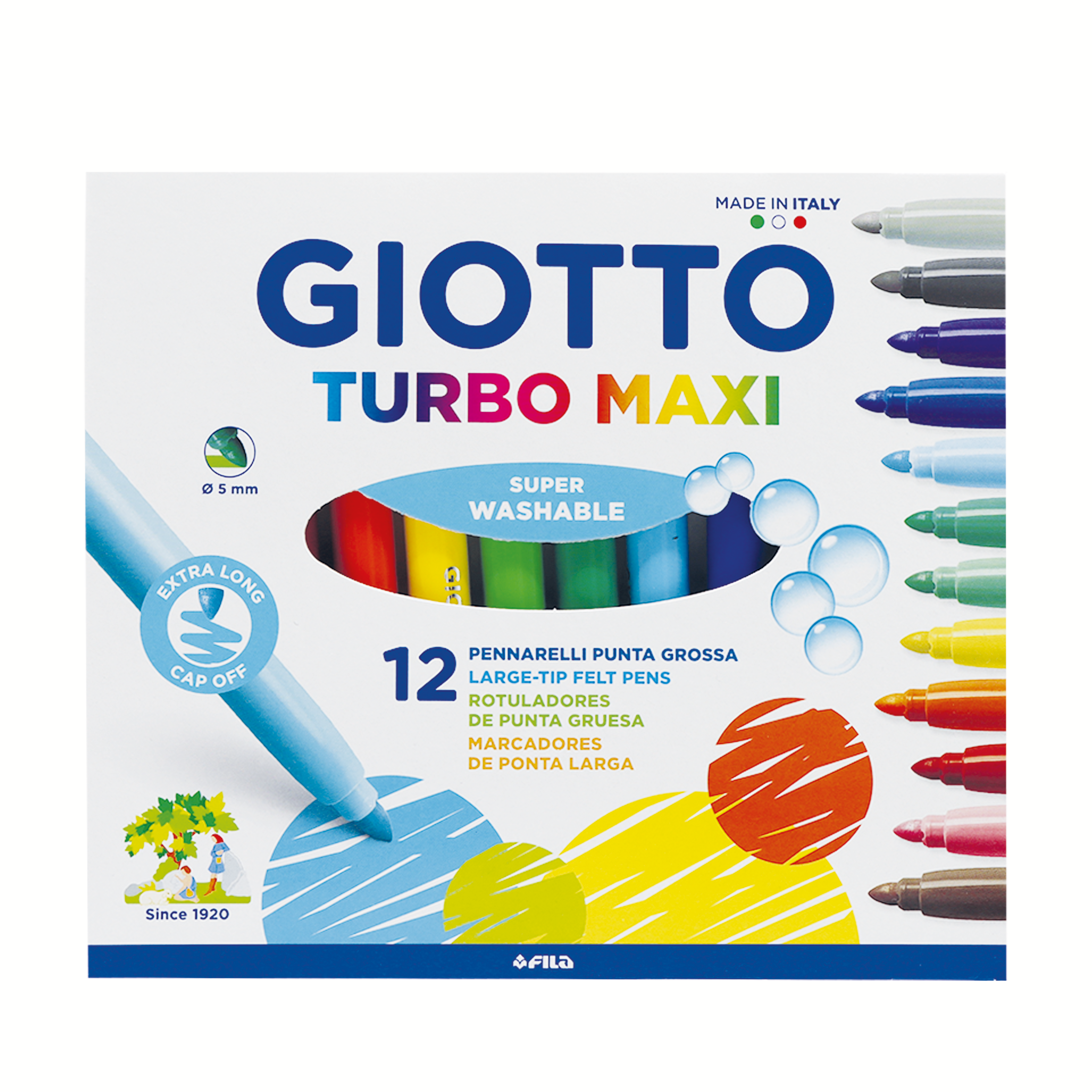Tuschpennor Maxi 12-p vattenbaserade, Giotto Turbo Maxi