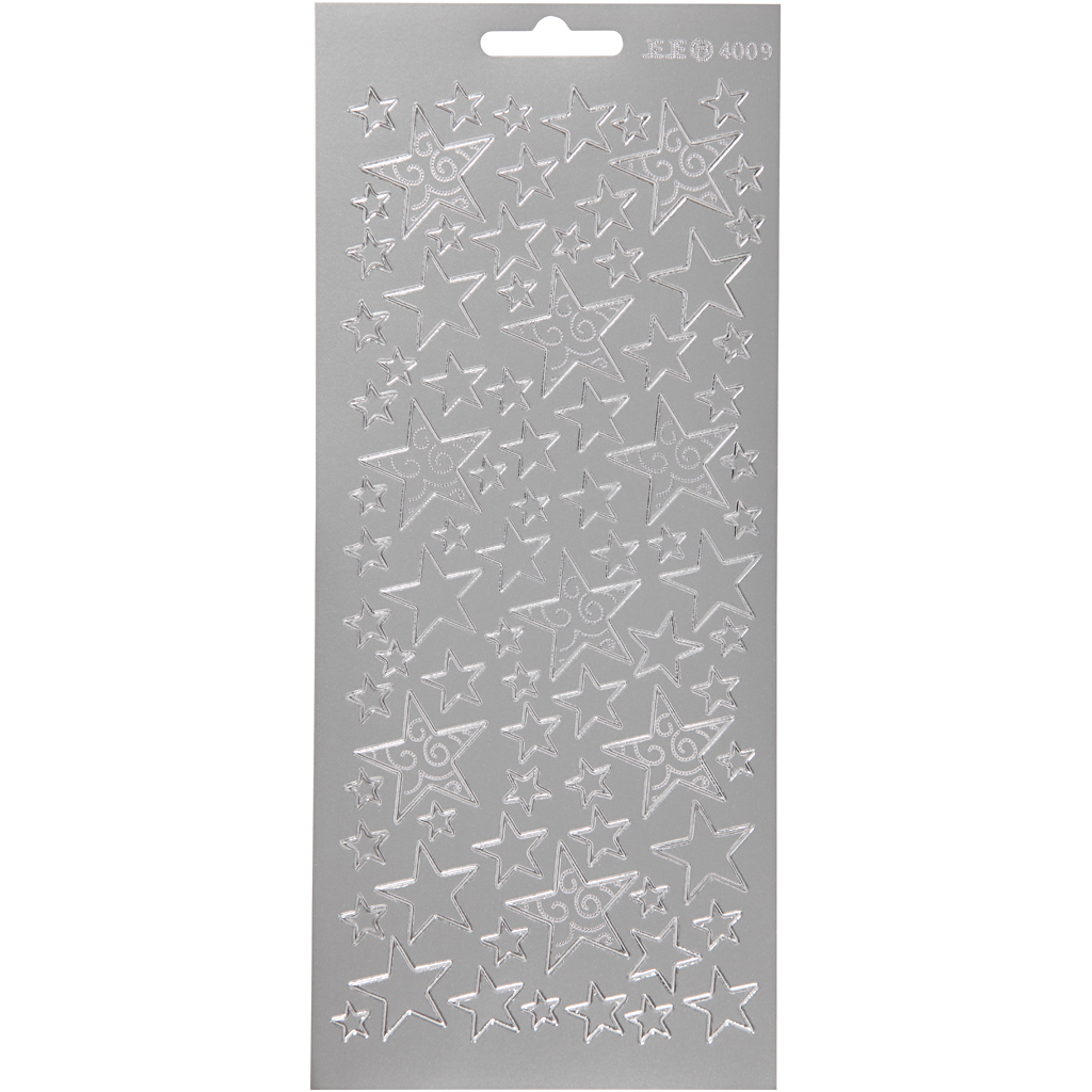 Stickers Stjärnor Silver 10x23 cm 1 ark