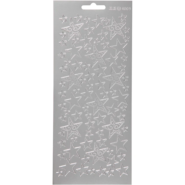 Stickers Stjärnor Silver 10x23 cm 1 ark