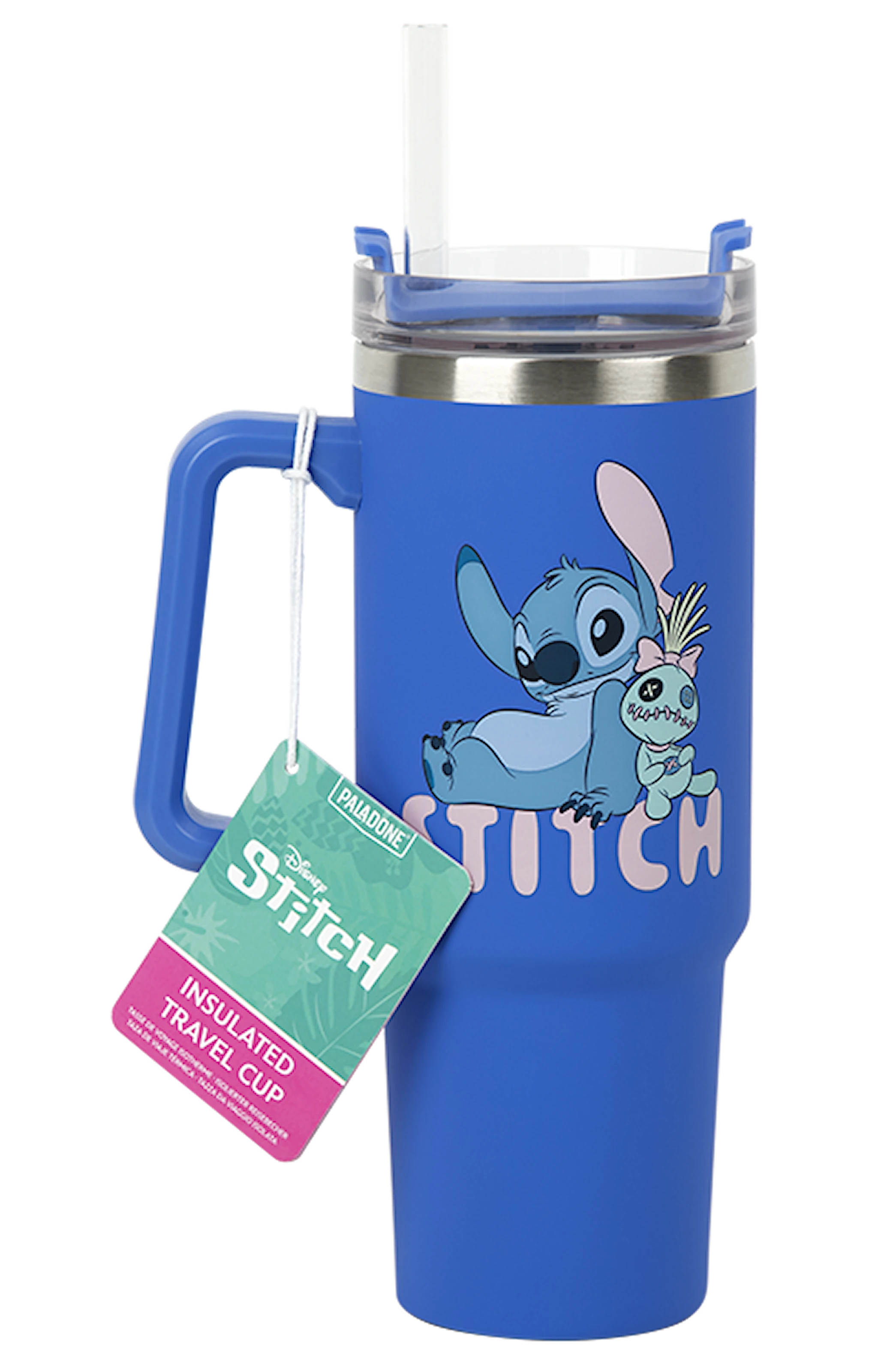 Produktbilde for Stitch Blå 900 ml Isolert Kopp med Sugerør Paladone