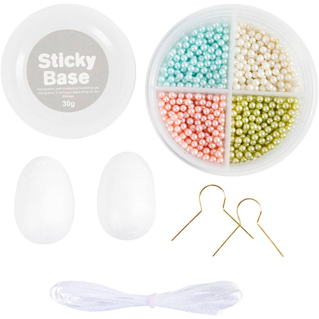 Tuotekuva 3 - Askartelusetti Mini Muovailu, Helmillä koristellut munat, pastellivärit, 1 pkk/ 1 pkt