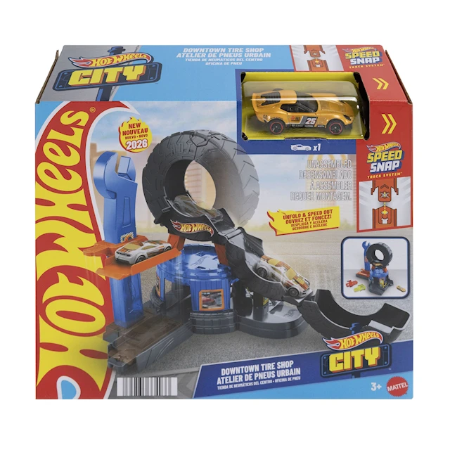City Downtown Tire Shop -leikkisetti Hot Wheels