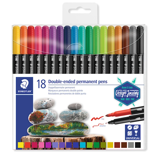 Fiberspetspenna Dubbel Permanent 18-p Design Journey Staedtler