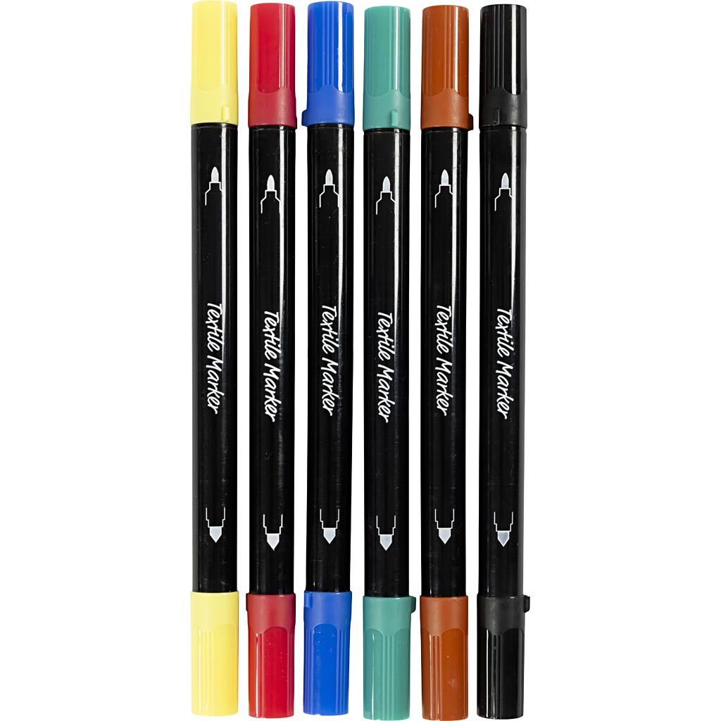 Textiltuschpennor spets 2,3+3,6 mm standardf&auml;rger 6 st/1 f&ouml;rp