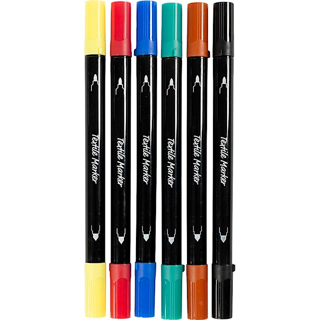 Textiltuschpennor spets 2,3+3,6 mm standardfärger 6 st/1 förp