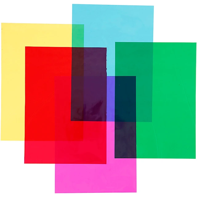Sellofaani, arkki 210x297 mm, värilajitelma, 5x20 ark, 100 ark/ 1 pkt