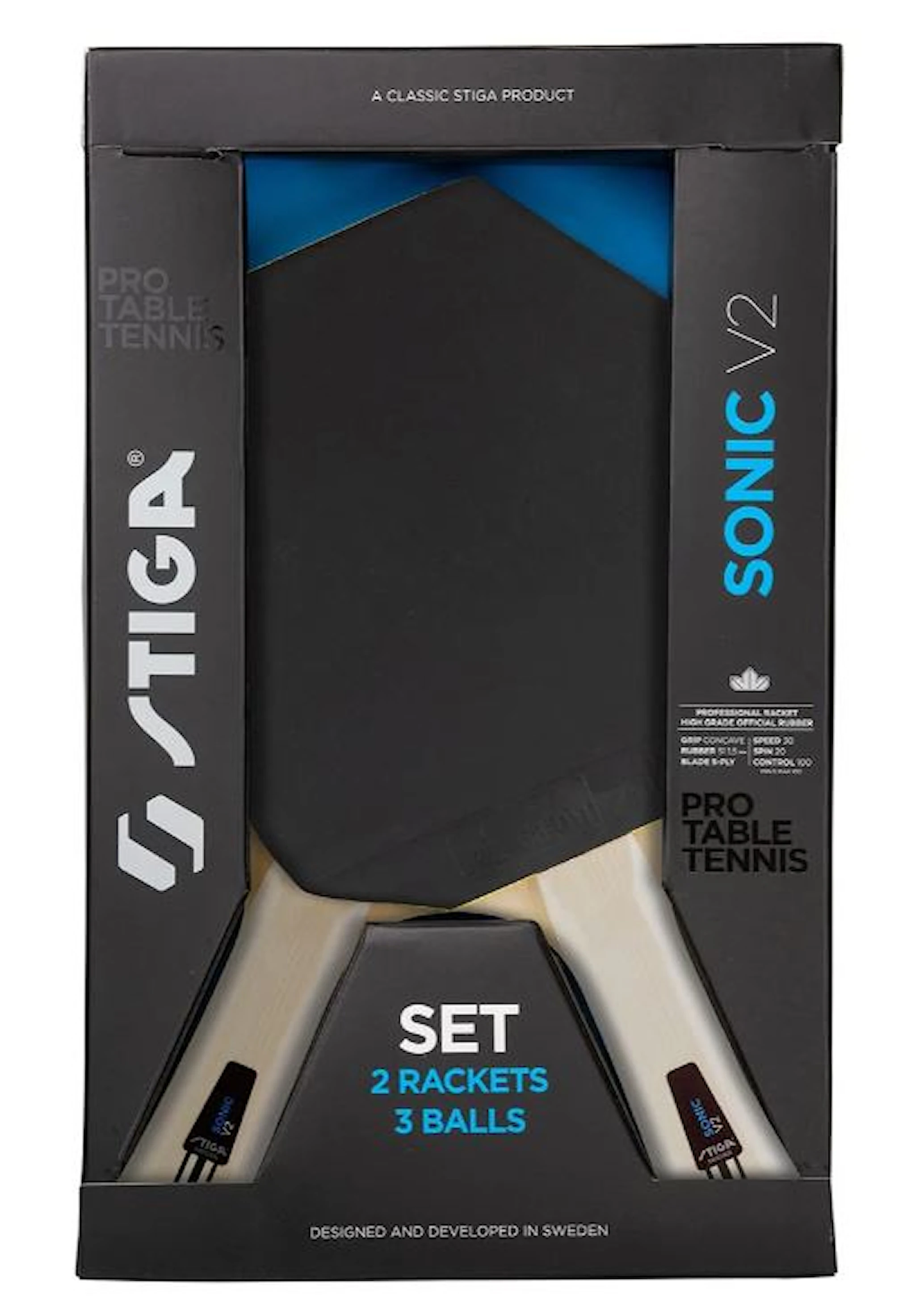 Produktbilde for Bordtennissett/Pingpongsett Cybershape Sonic V2-sett med racket og baller STIGA