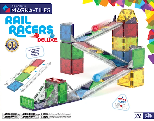 Magna-Tiles Rail Racer Magnetiska Byggklossar 90 Bitar