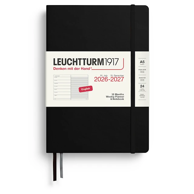 Weekly Planner & Notebook 18m 26-27 A5 Black Leuchtturm1917