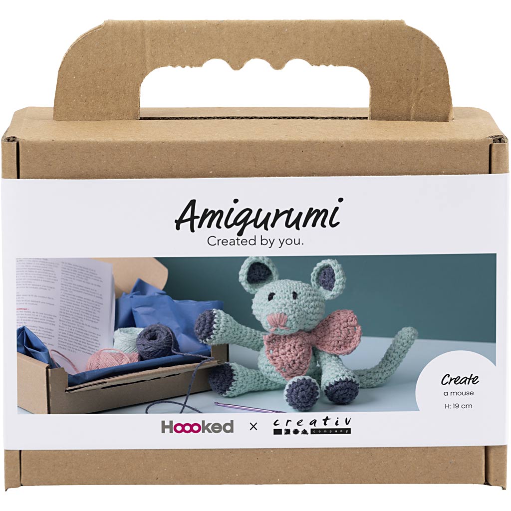 DIY Kit Amigurumi Mus mint & rosa 1 förp