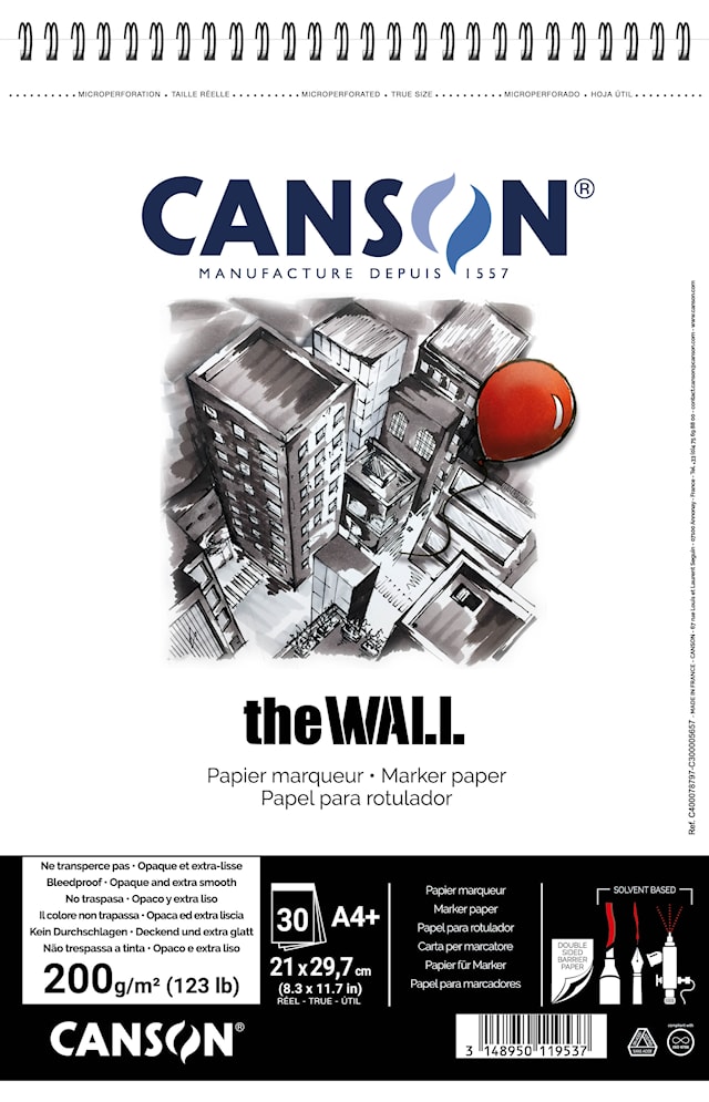 Produktbilde 1 for Markerblokk The Wall 30 ark 220 g A4+