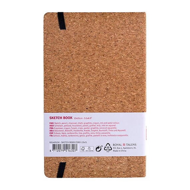 Produktbild 3 för Skissbok Kork 13x21 cm 140g 80 creme vita sidor Talens Art Creation
