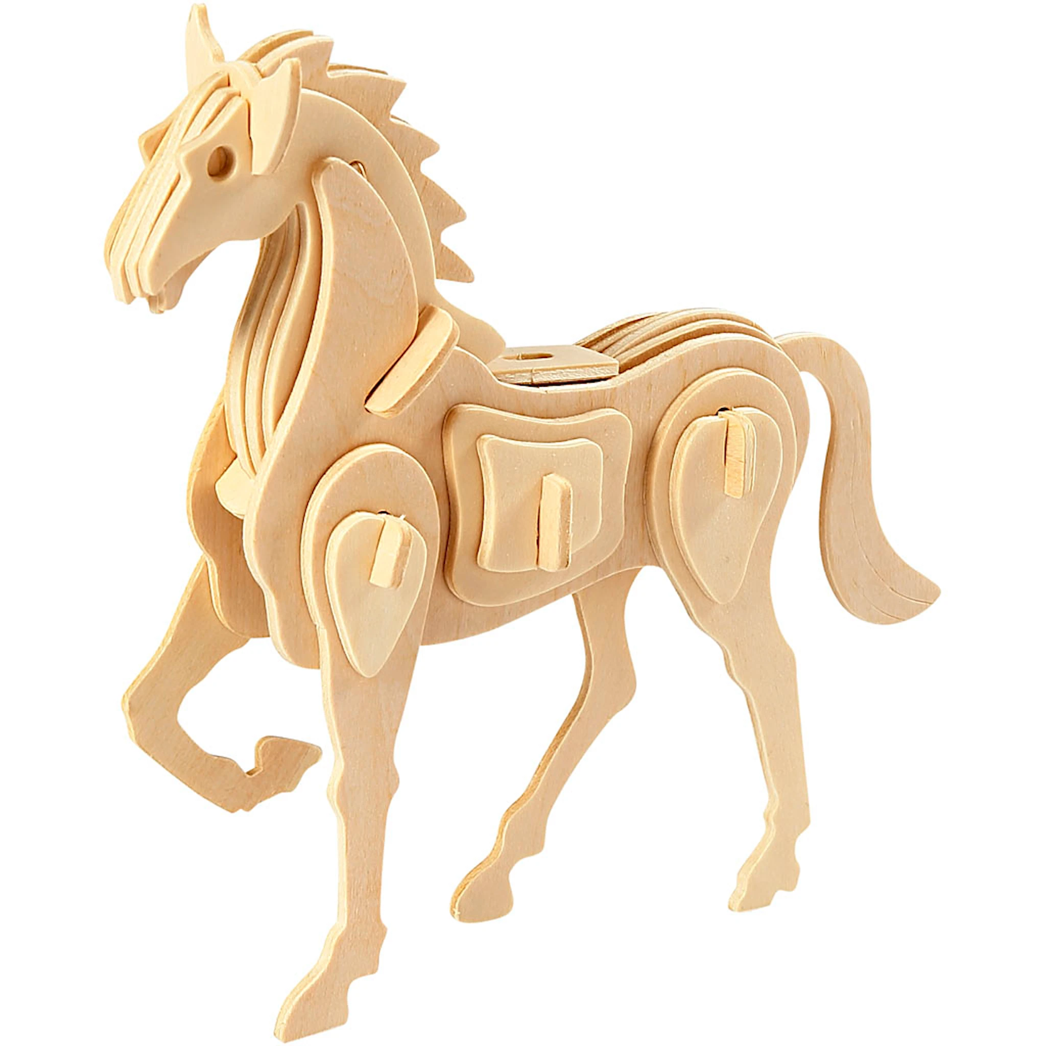 Produktbild för 3D-figur i trä Häst 18 x 4,5 x 16 cm 1-pack