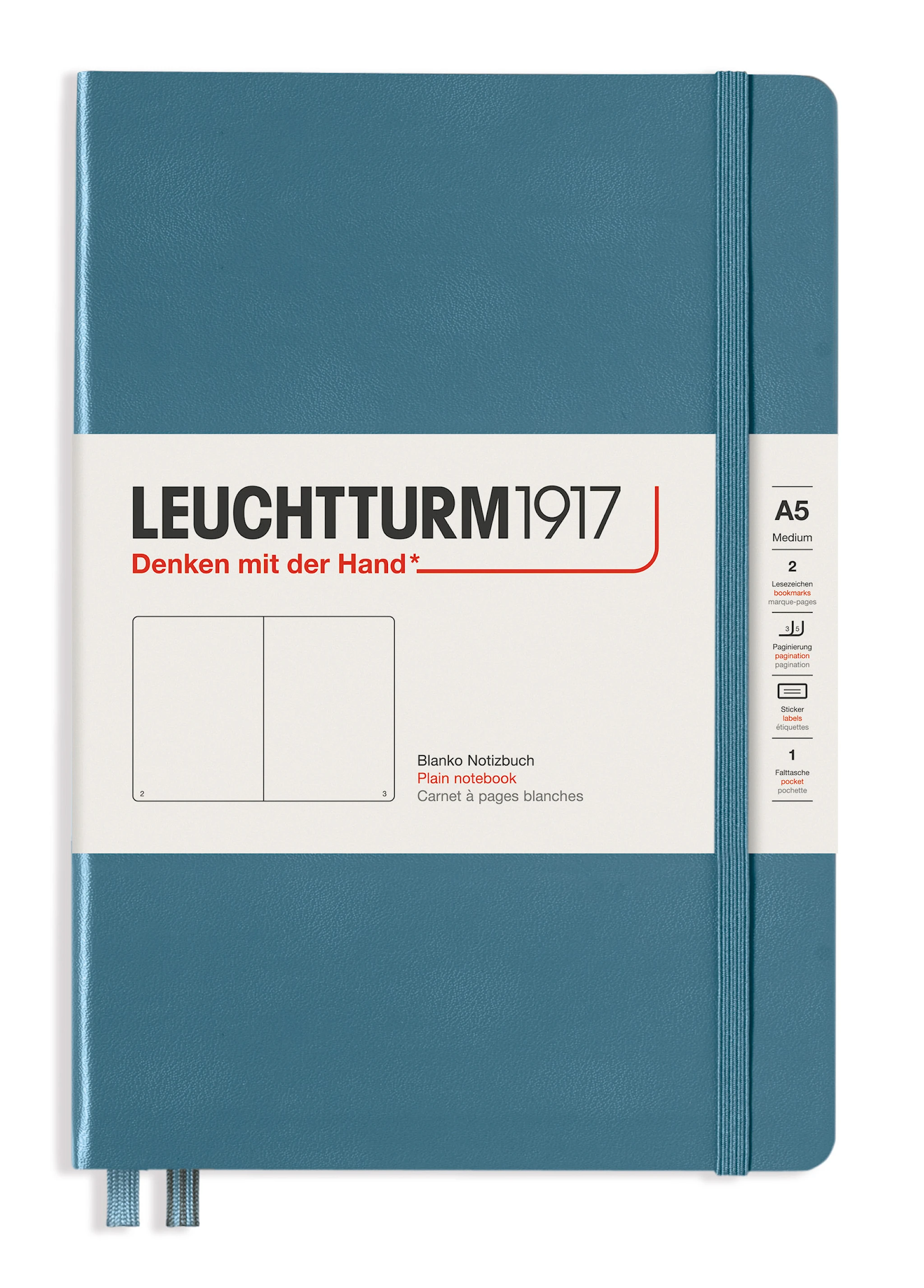 Produktbild för Anteckningsbok A5 Hard Olinjerad Stone Blue Leuchtturm1917