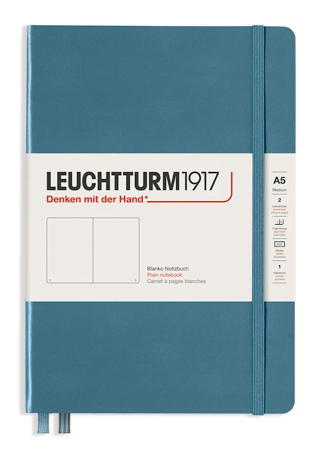 Anteckningsbok A5 Hard Olinjerad Stone Blue Leuchtturm1917