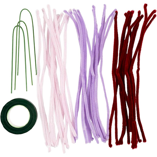 Produktbilde 3 for Mini DIY Kit Blomster av Piperensere, Edderkopplilje, soft rosa, lys lilla, mørk rød, 1 pk.