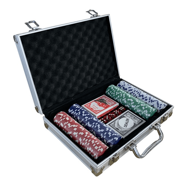 Texas Hold'em -pokerisetti laukussa