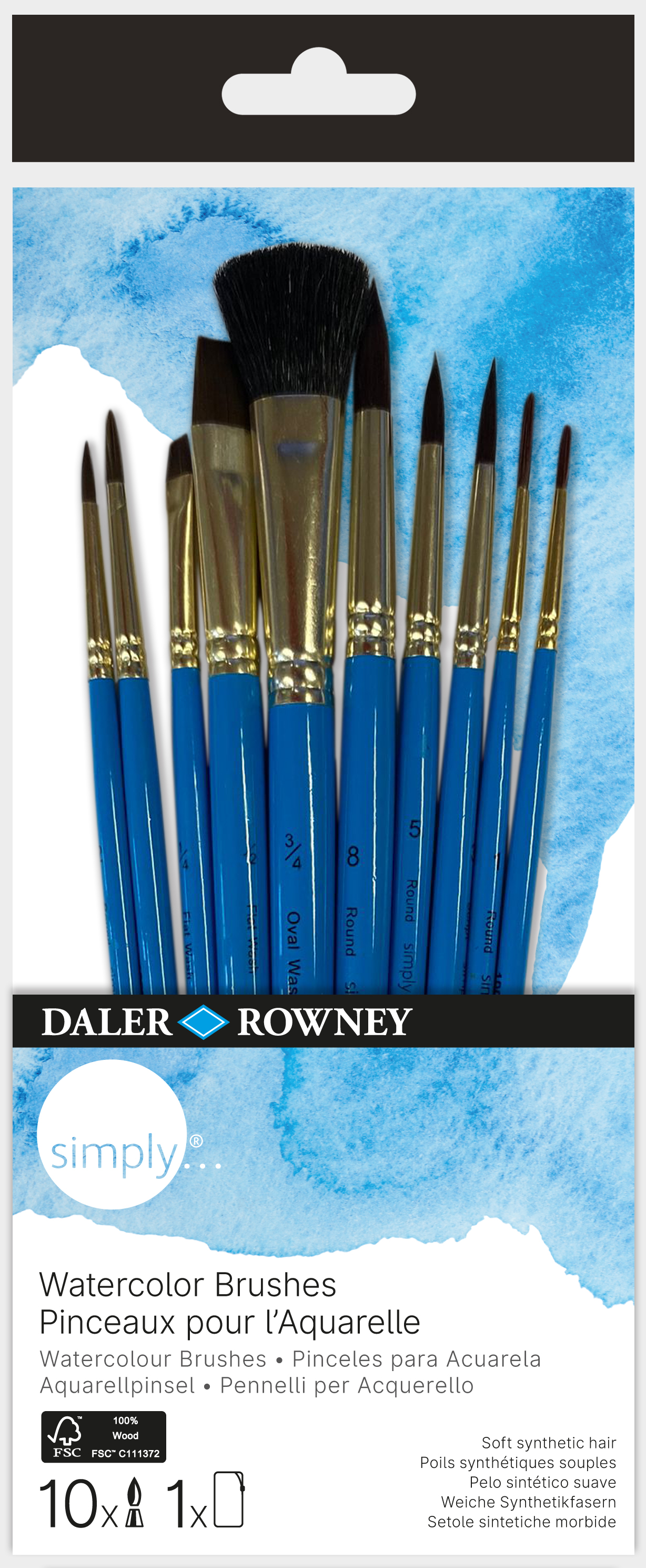 Penslar Akvarell med Korta Handtag 10-pack Daler-Rowney