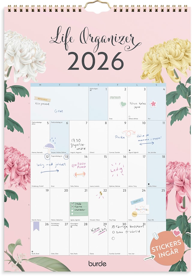 Tuotekuva 1 - Väggkalender 2026 A3 Life Organizer Burde