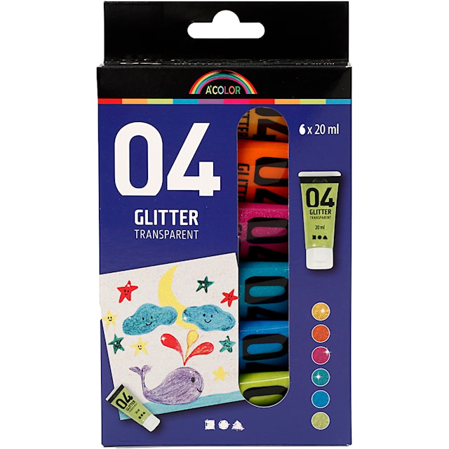 Produktbild 3 för Akrylfärg Mix 04 Glitter 6x20 ml