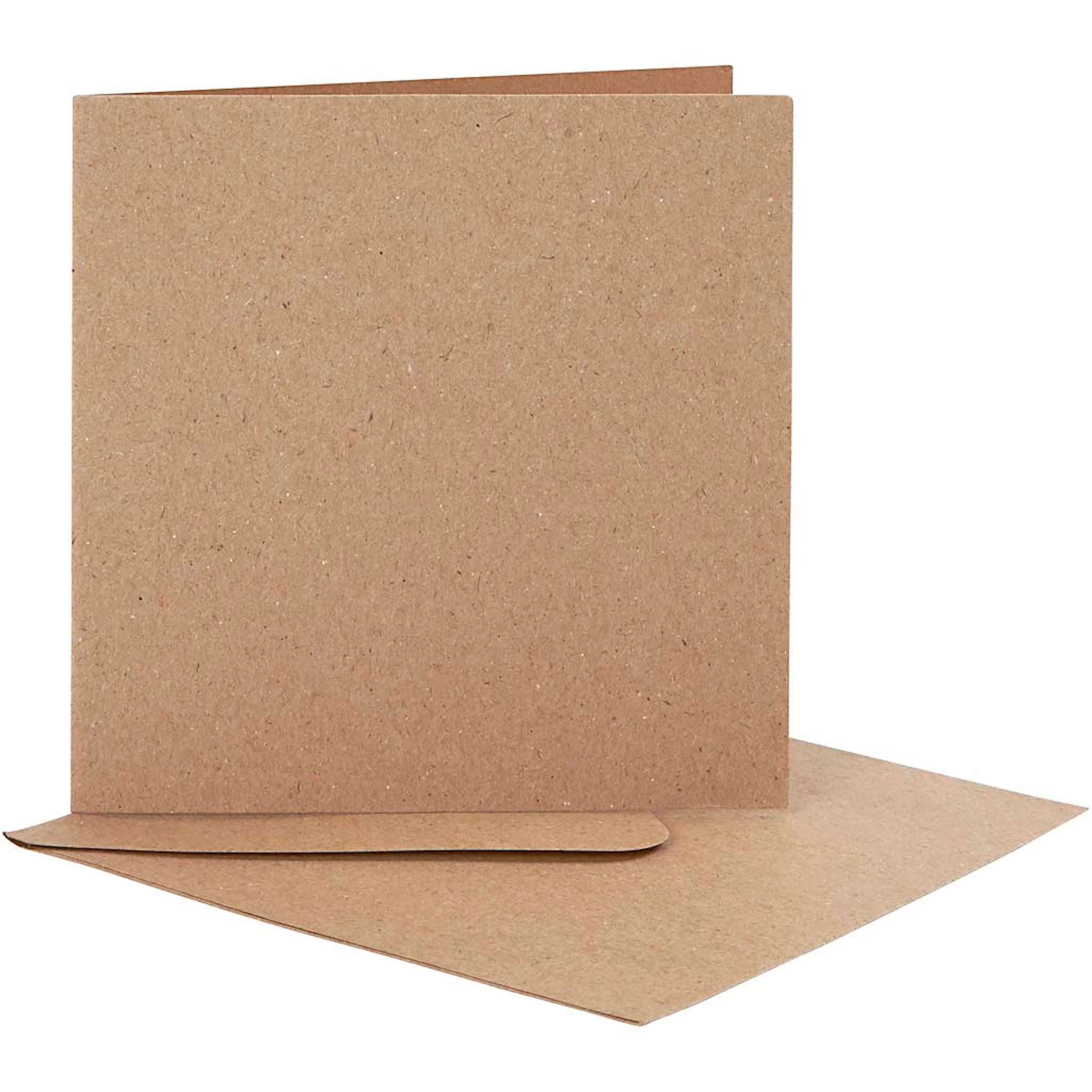 Tuotekuva ille Korttipohjat kirjekuorineen, kortin koko 12,5x12,5 cm, kirjekuoren koko 13,5x13,5 cm, luonnonrusk., 10 set/ 1 pkt