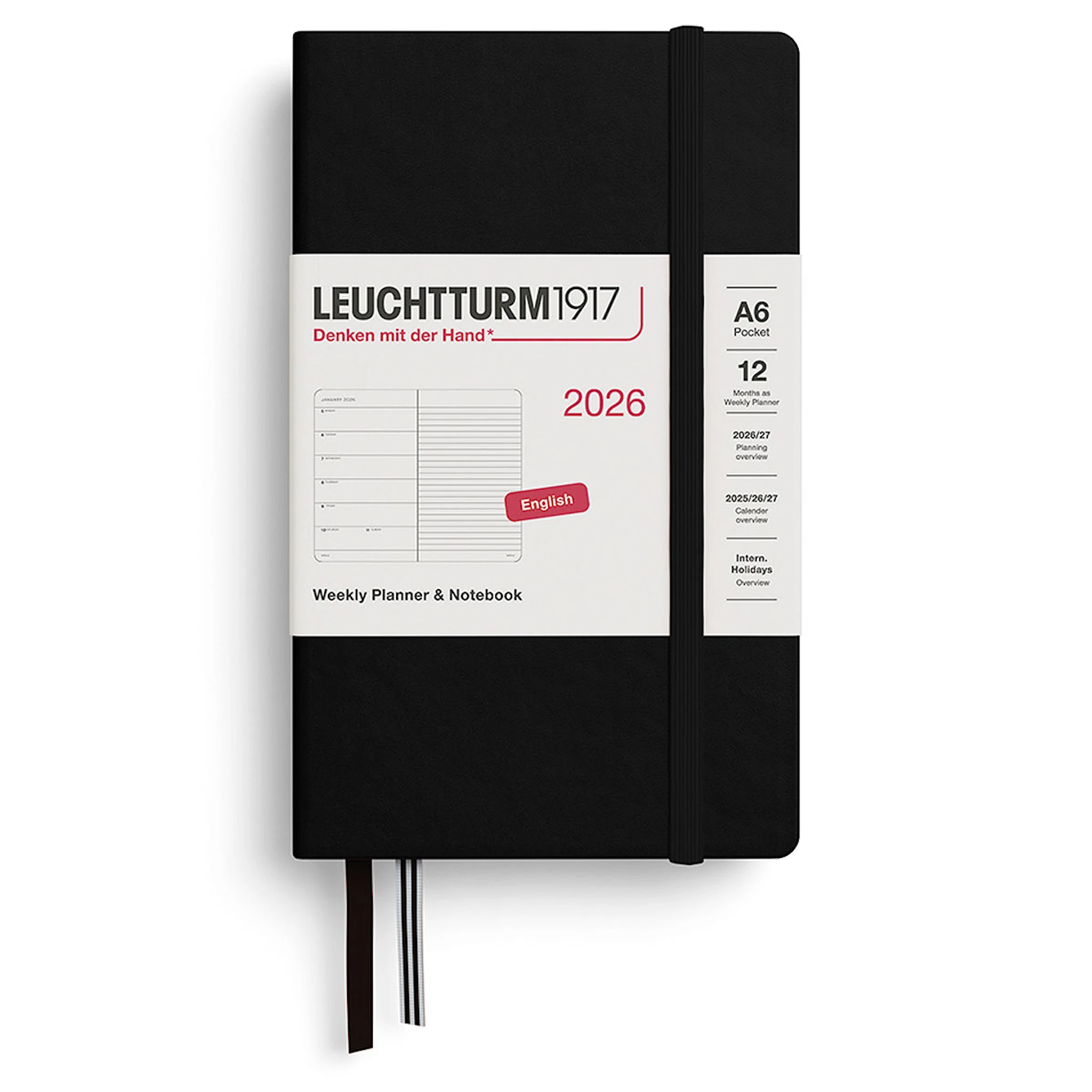 Tuotekuva ille Weekly Planner & Notebook 2026 A6 Black Leuchtturm1917
