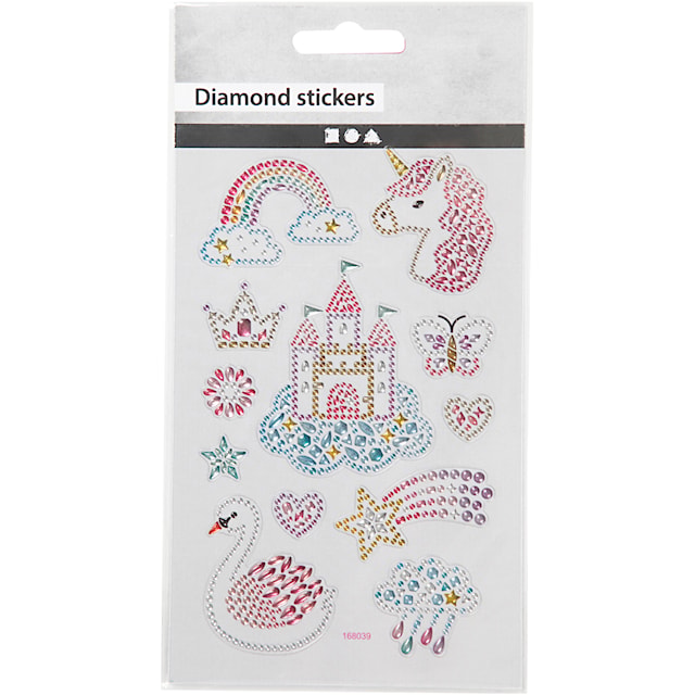 Produktbild 2 för Diamond stickers, enhörningar, ark 10x16 cm, 1 ark