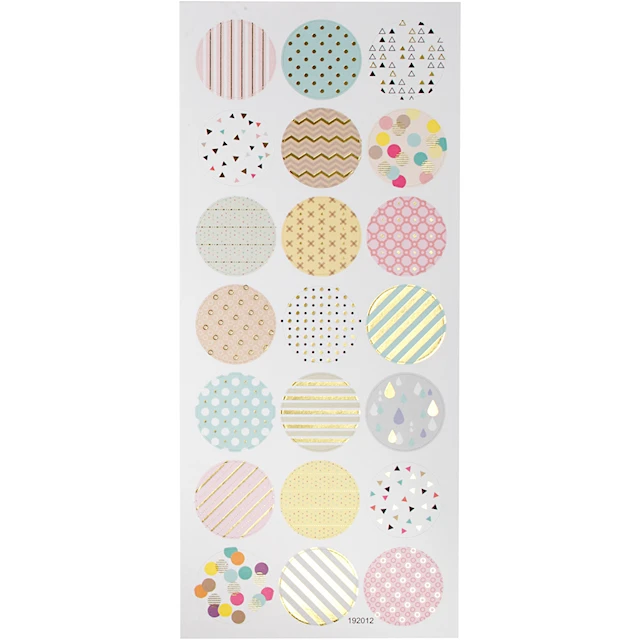Stickers, pastell, ark 10x23 cm, ca. 21 st., 1 ark