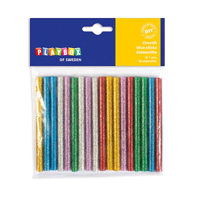 Produktbilde 1 for Limstift Ø 7 mm 18 stk. Glitter Playbox