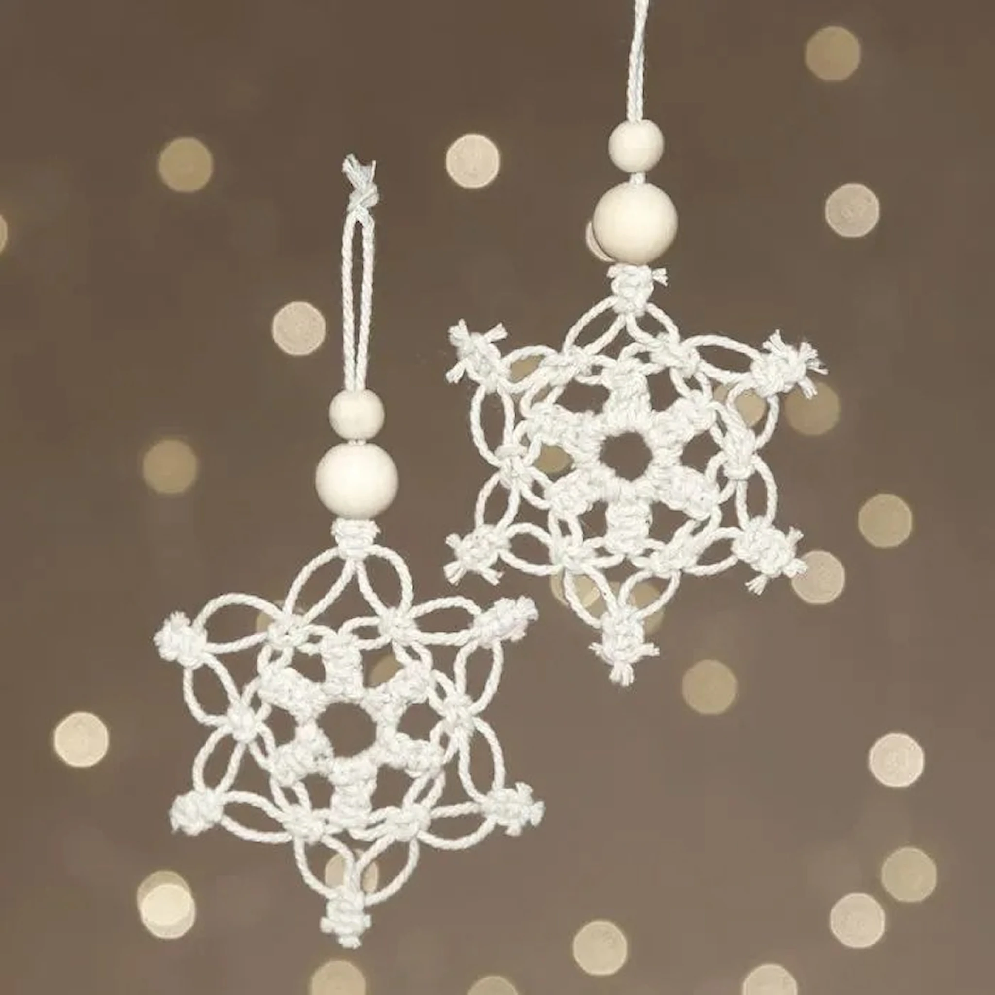 Produktbild för Pyssla Snöflinga i makramé 10cm 2-pack Creativ Company