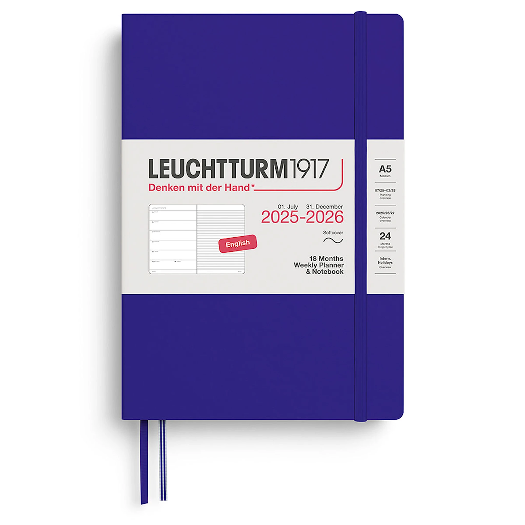 Tuotekuva ille Kalenteri A5 18kk 25–26 Viikkosuunnittelija/Muistikirja Soft Ink Leuchtturm1917