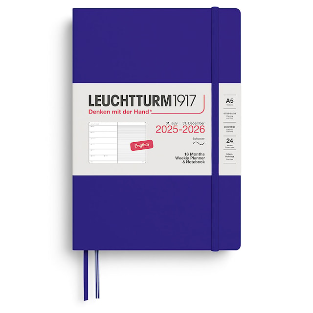 Kalenteri A5 18kk 25–26 Viikkosuunnittelija/Muistikirja Soft Ink Leuchtturm1917