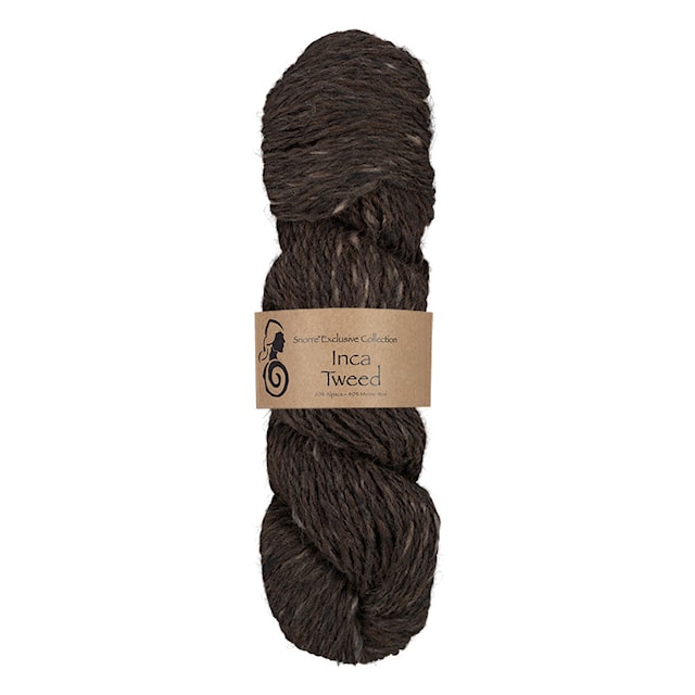 Inca Tweed alpakka, villa 50 g  Tummanruskea 108, Viking Snorre