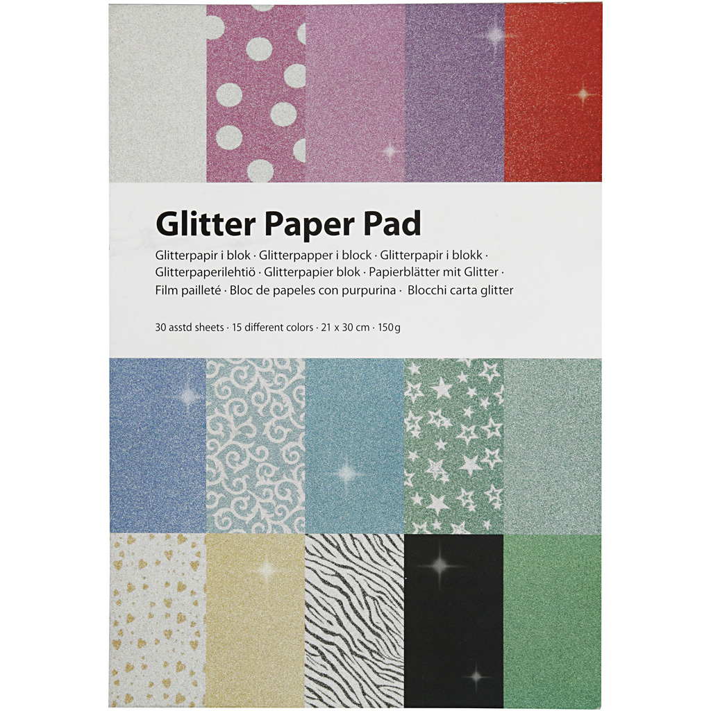 Paperpad Glitterpapper A4 30 ark