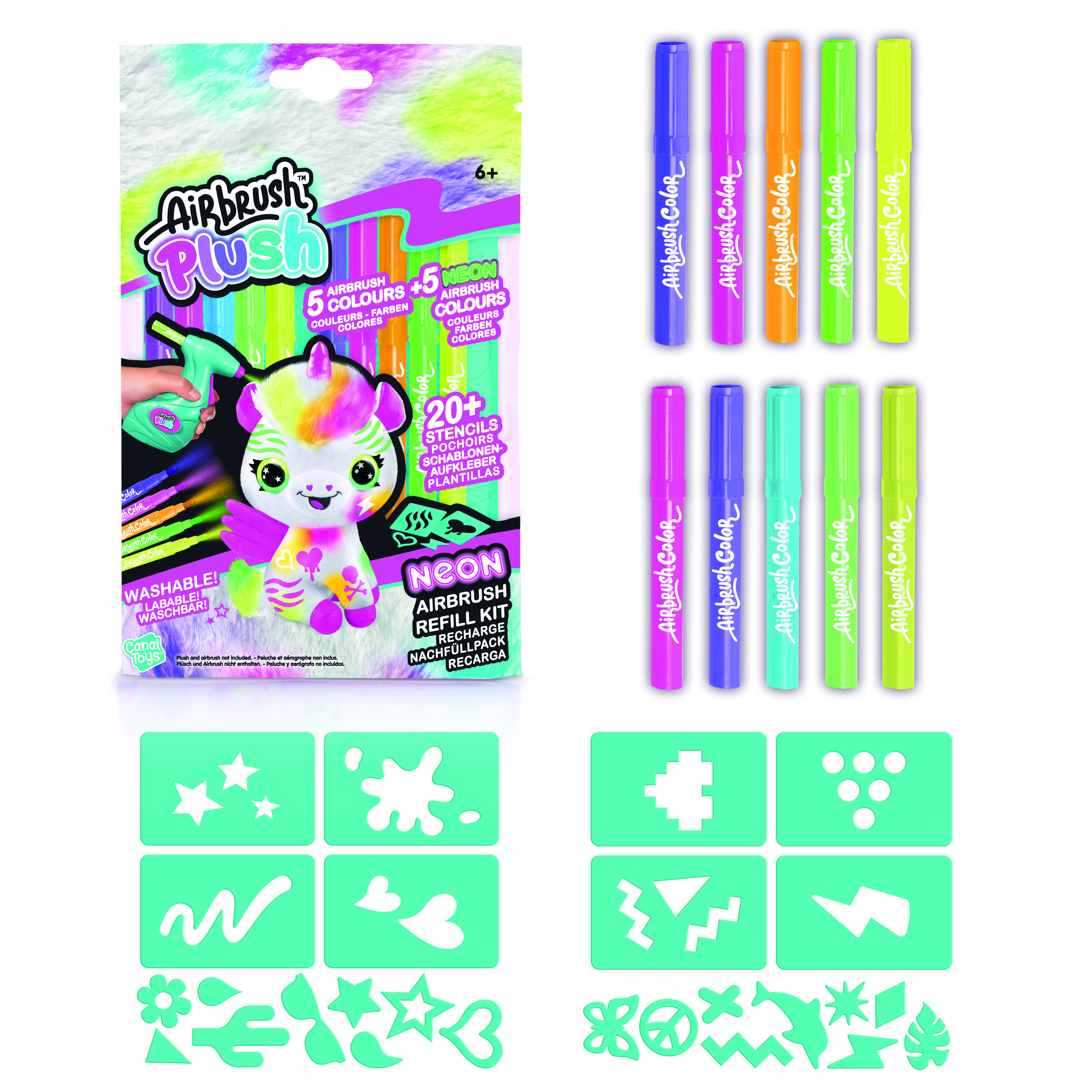 Plush Refill Neon Kit x 10 marks Airbrush Plysch