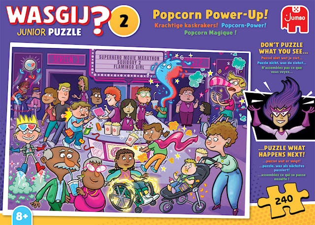 Tuotekuva 1 - Wasgij Junior 2 - Popcorn Power - Up! -palapeli, 240 palaa
