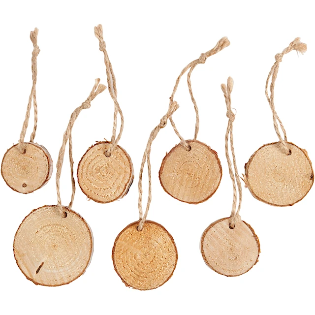 Träskivor med snöre diameter 35-45 mm 7-pack
