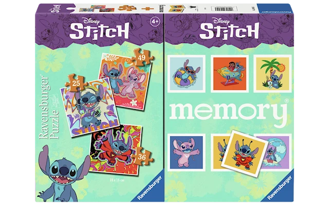 Disney Stitch 3 Palapeliä ja Memory® Ravensburger