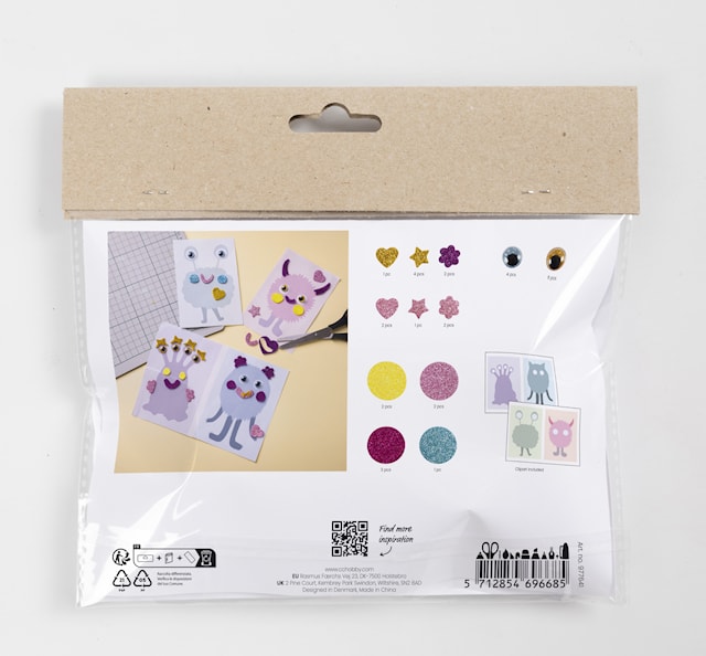Tuotekuva 4 - Askartelusetti Mini Koristelu, Monsterikollaasi, pastellinsininen, pastellinvihreä, pastellinpinkki, pastellinvioletti, 1 pkk/ 1 pkt
