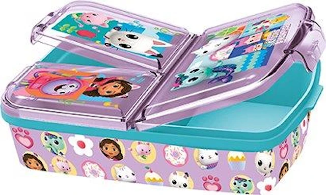 Lounaslaatikko, jossa 3 lokeroa Gabbys Dollhouse