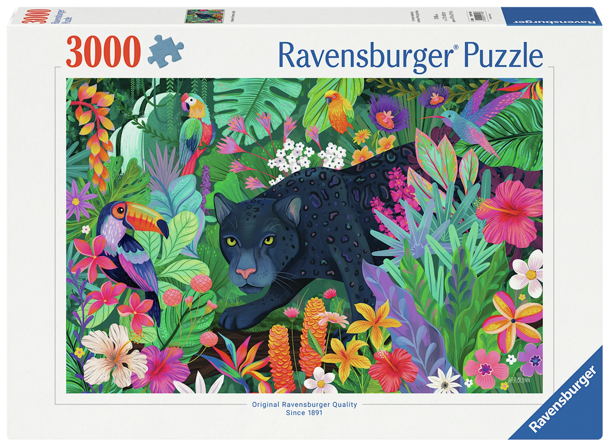 Produktbild för Panther in Flowery Jungle Pussel 3000 Bitar, Ravensburger
