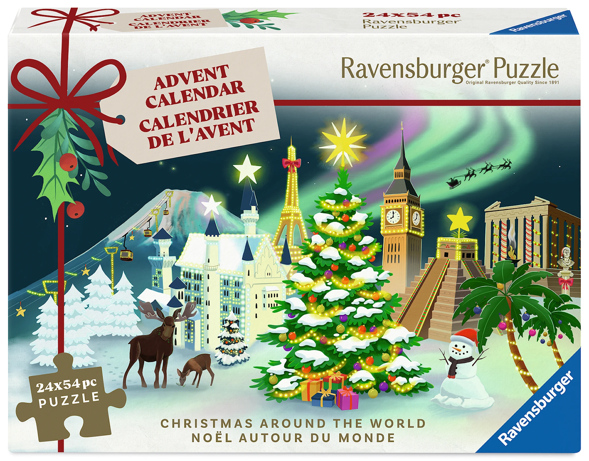Produktbild för Pusselkalender 24x54 Bitar Ravenburger 2025