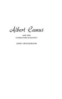 Albert Camus and the Literature of Revolt