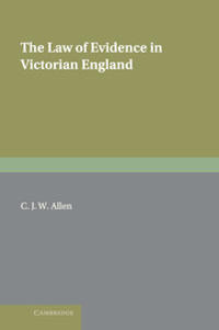 Kirjan kansi "The Law of Evidence in Victorian England"