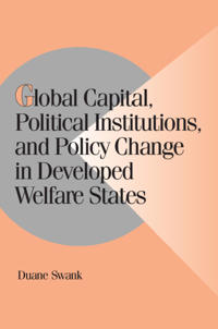 Bokomslag för "Global Capital, Political Institutions, and Policy Change in Developed Welfare States"