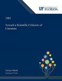 Kirjan kansi "Toward a Scientific Criticism of Literature"