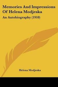 Kirjan kansi "Memories And Impressions Of Helena Modjeska"