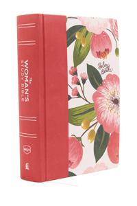 Nkjv, womans study bible, cloth over board, pink floral, full-color, red le