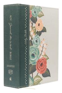 Kjv, journal the word bible, large print, cloth over board, green floral, r