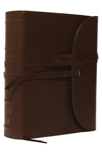 NKJV, Journal the Word Bible, Large Print, Premium Leather, Brown, Red Letter